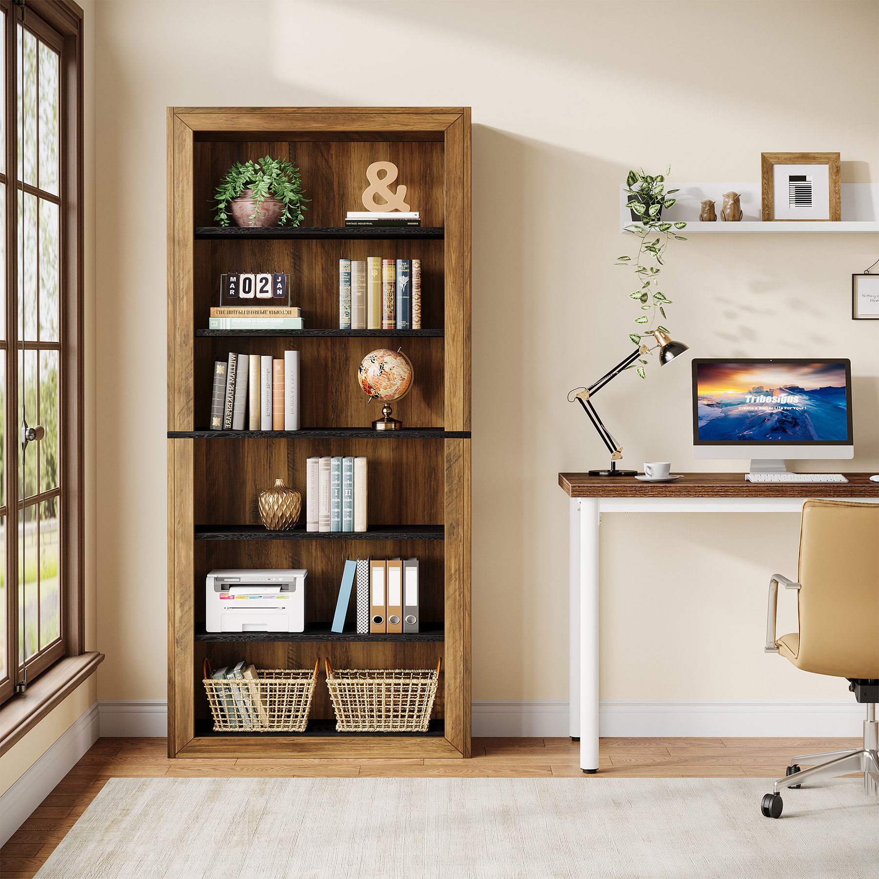 Gracie Oaks 74.4'' Tall Bookcase | Wayfair